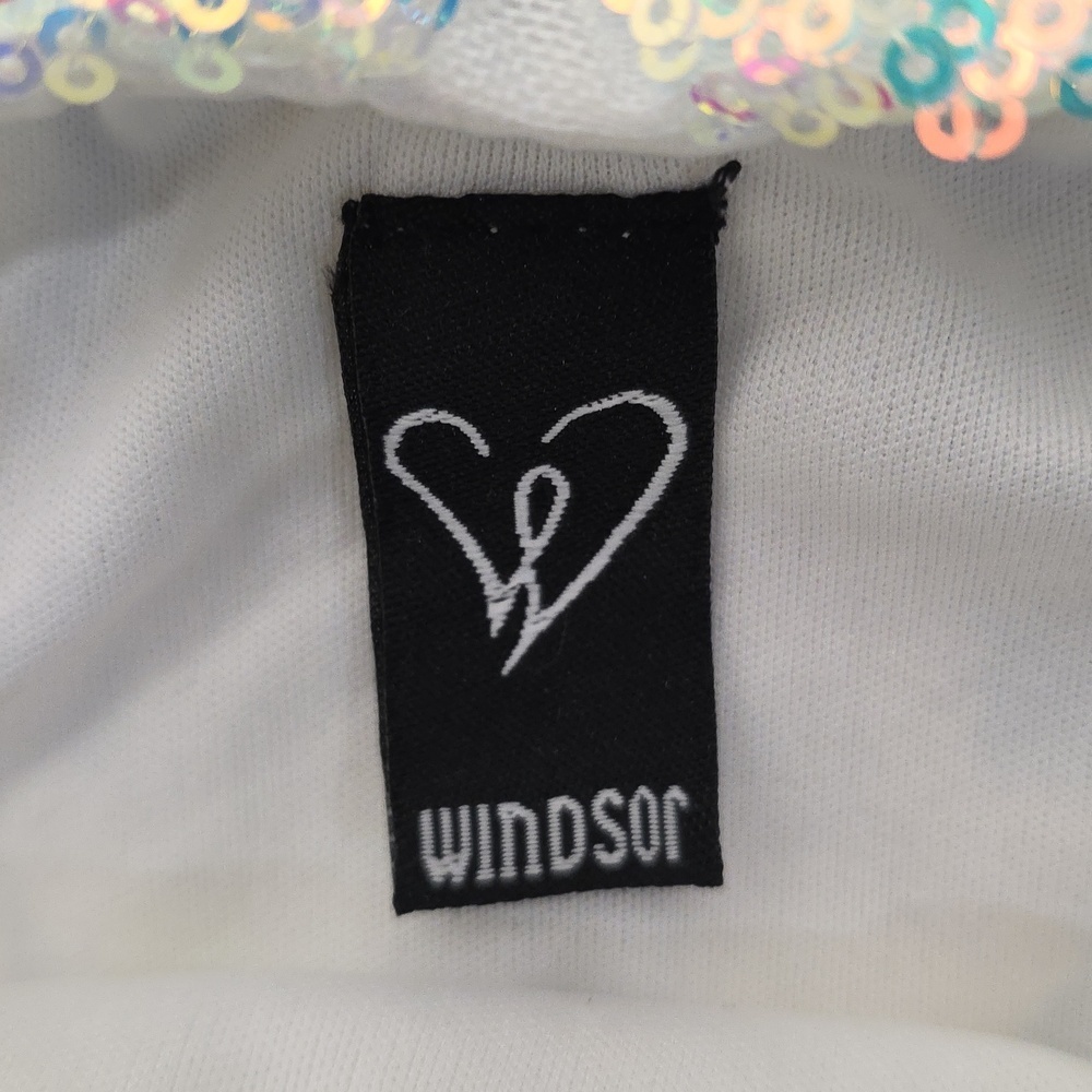 Windsor Iridescent White Sequin Spaghetti-Strap Mini Dress. Size M - Picture 2 of 6